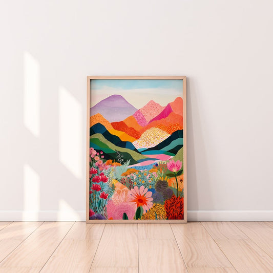 Colorful Mountain Floral Art Print