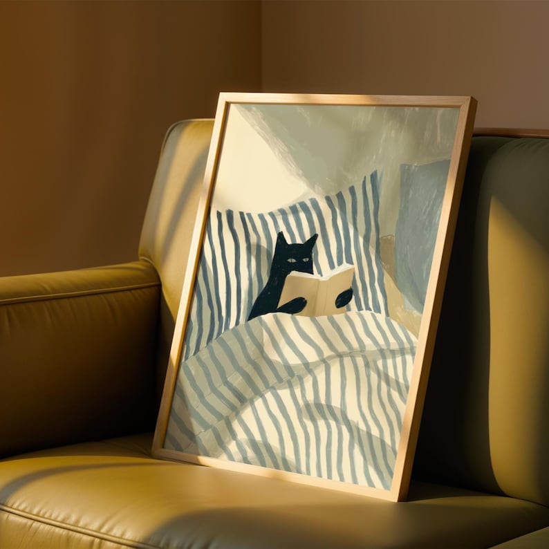 Cat Reading Print
